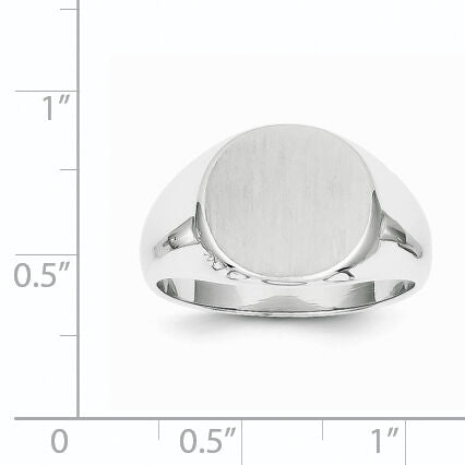 14k White Gold 13.5x12.5mm Closed Back Mens Signet Ring-RS571