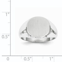 14k White Gold 13.5x12.5mm Closed Back Mens Signet Ring-RS571