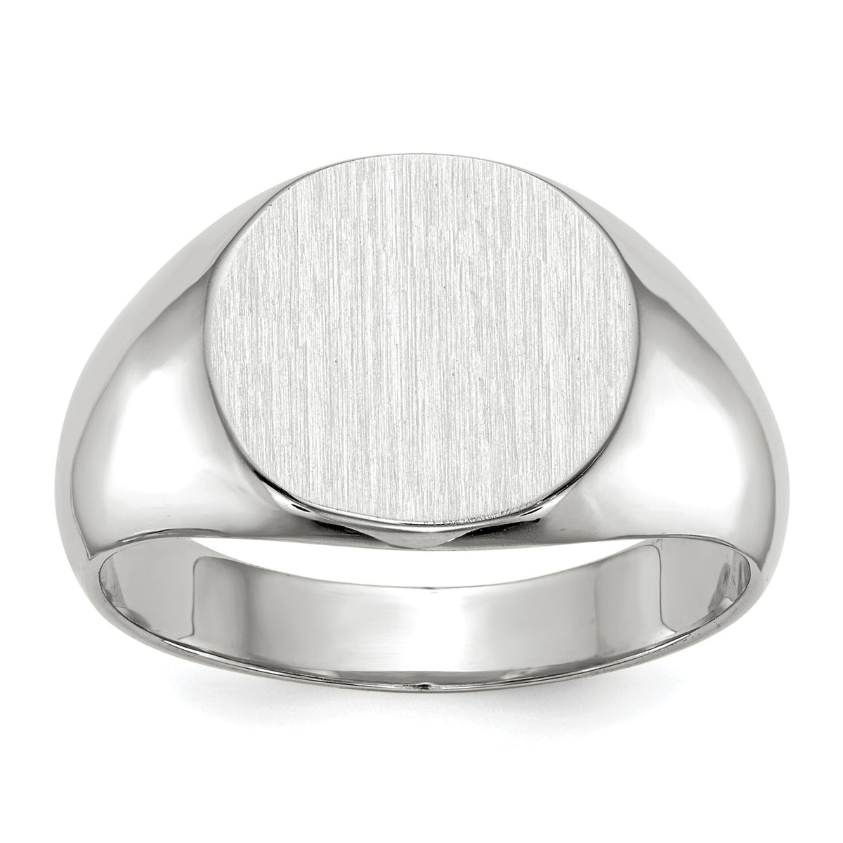 14k White Gold 13.5x12.5mm Closed Back Mens Signet Ring-RS571