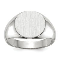 14k White Gold 13.5x12.5mm Closed Back Mens Signet Ring-RS571