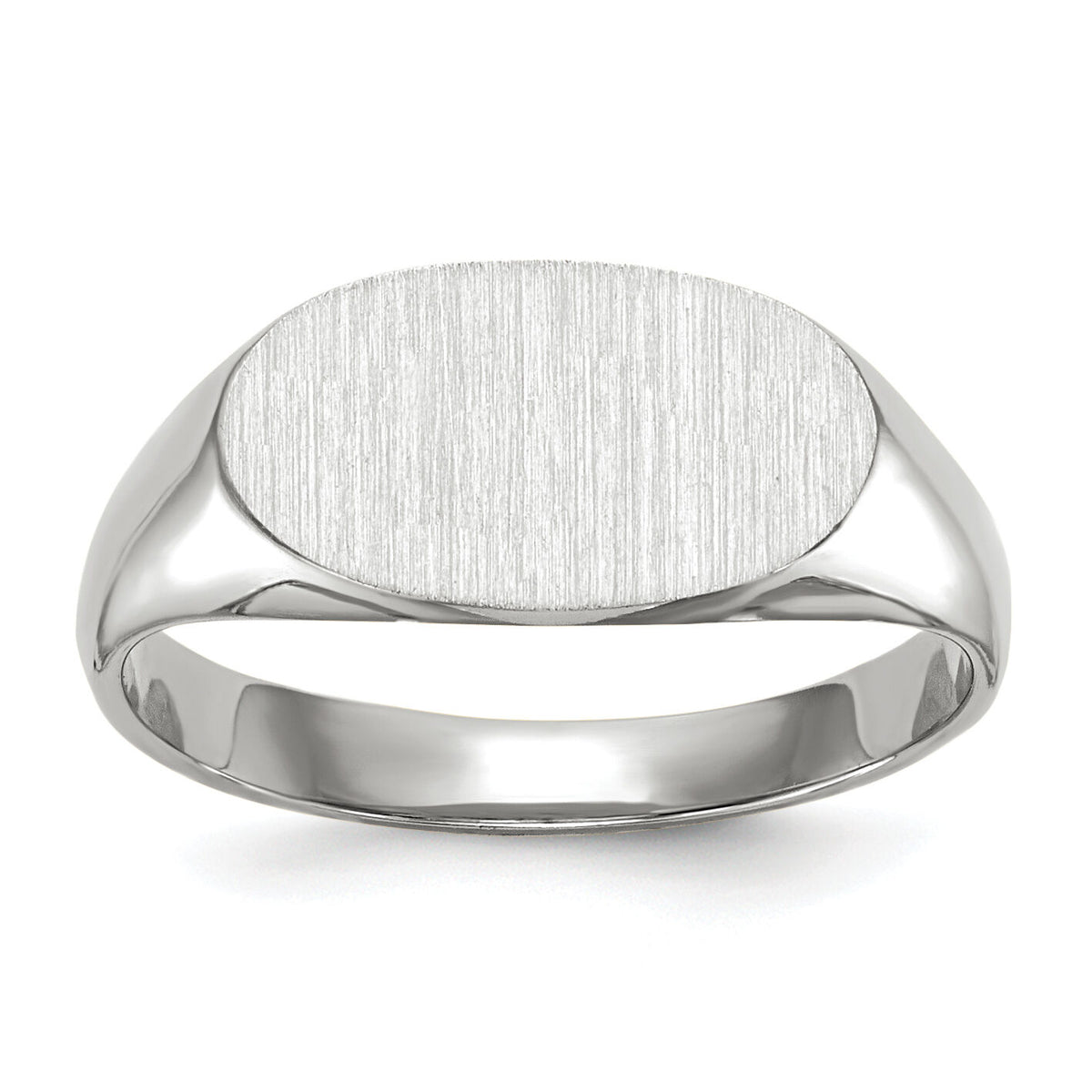 14k White Gold 12.0x6.5mm Closed Back Signet Ring-RS573