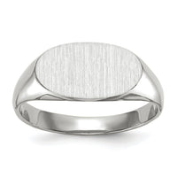 14k White Gold 12.0x6.5mm Closed Back Signet Ring-RS573