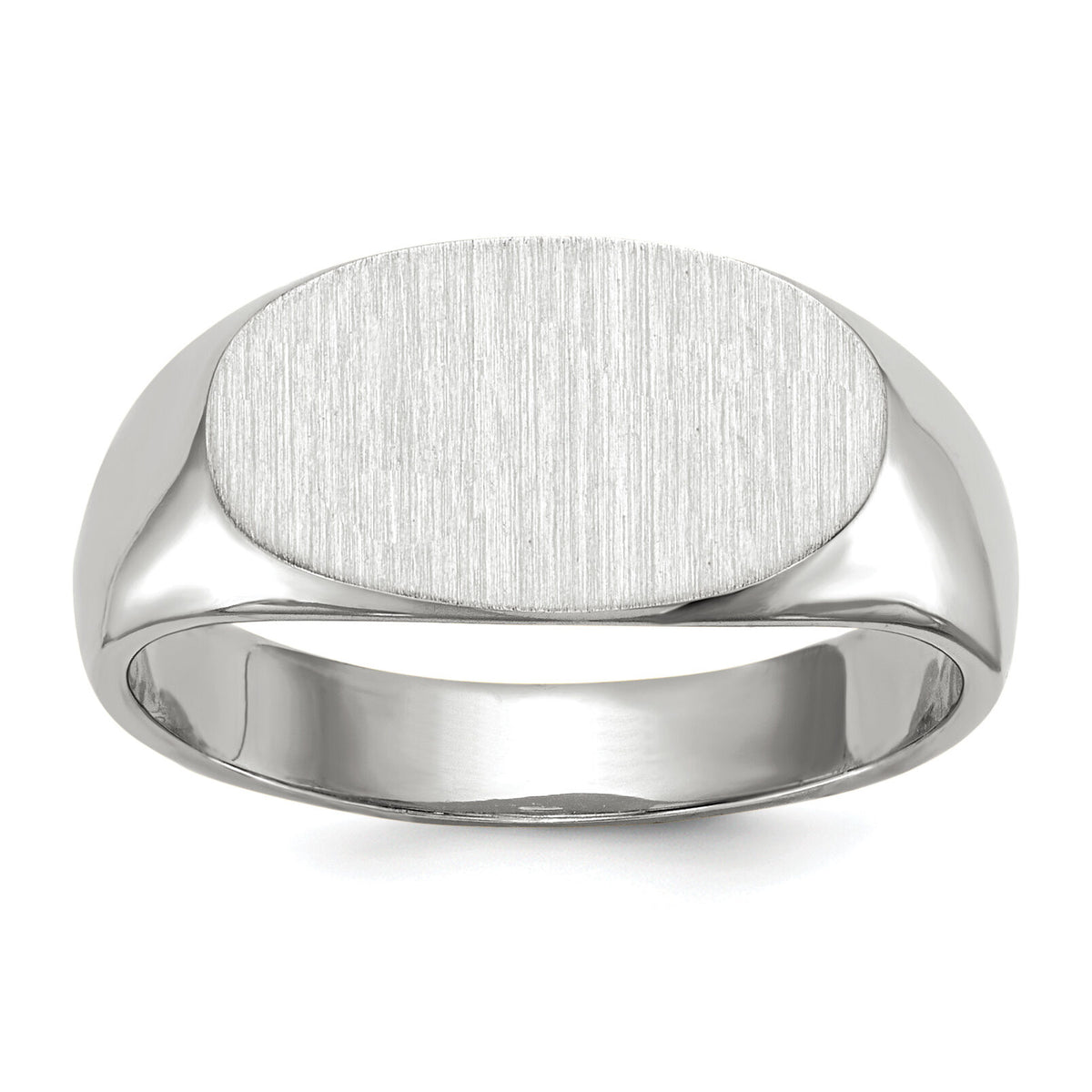 14k White Gold 13.5x7.5mm Closed Back Signet Ring-RS574