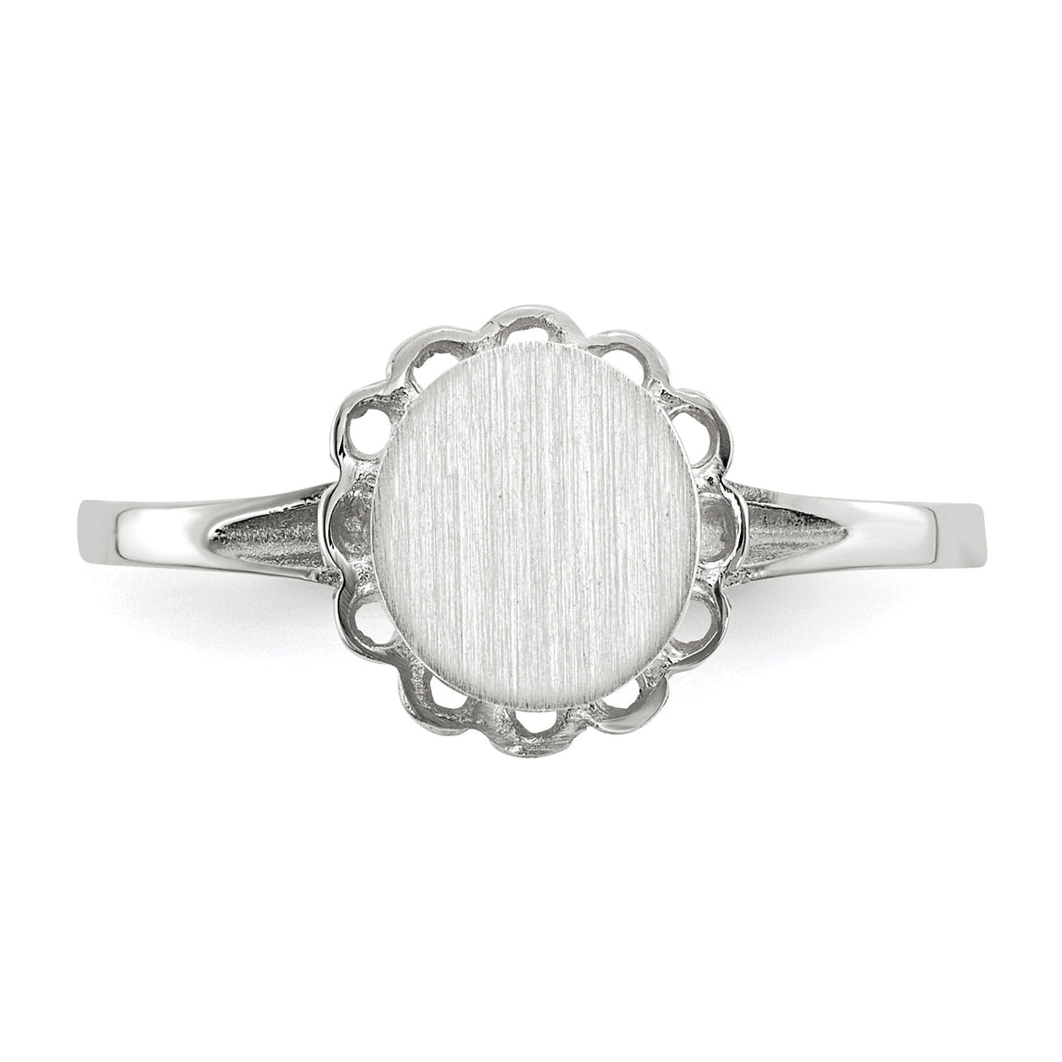 14k White Gold 6.5x7.0mm Open Back Signet Ring-RS583