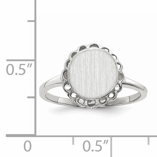14k White Gold 8.5x9.0mm Open Back Signet Ring-RS584