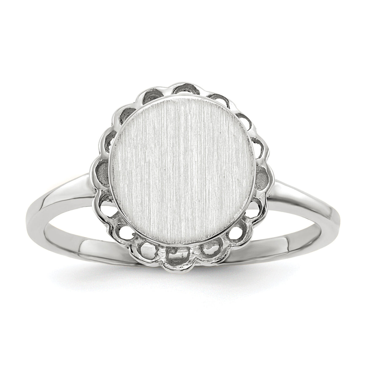 14k White Gold 8.5x9.0mm Open Back Signet Ring-RS584