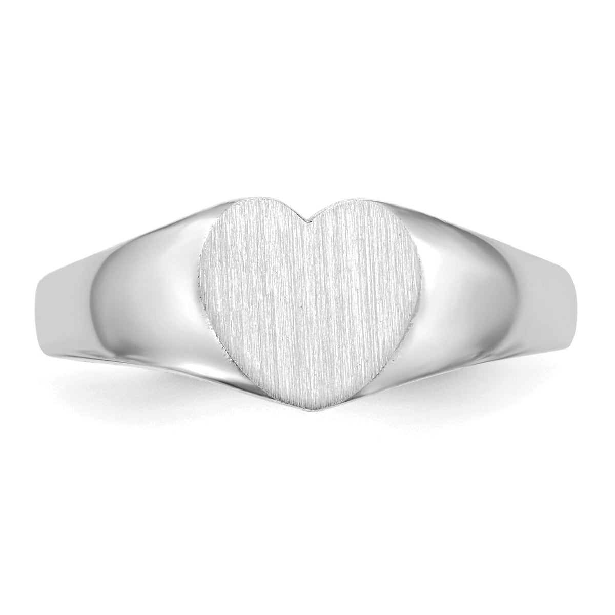 14k White Gold 7.0x9.5mm Closed Back Heart Signet Ring-RS587