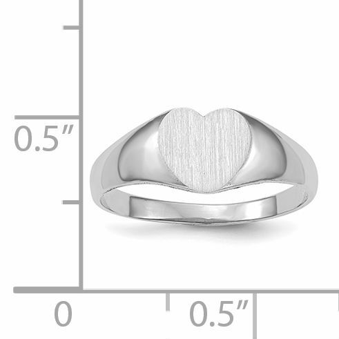 14k White Gold 7.0x9.5mm Closed Back Heart Signet Ring-RS587
