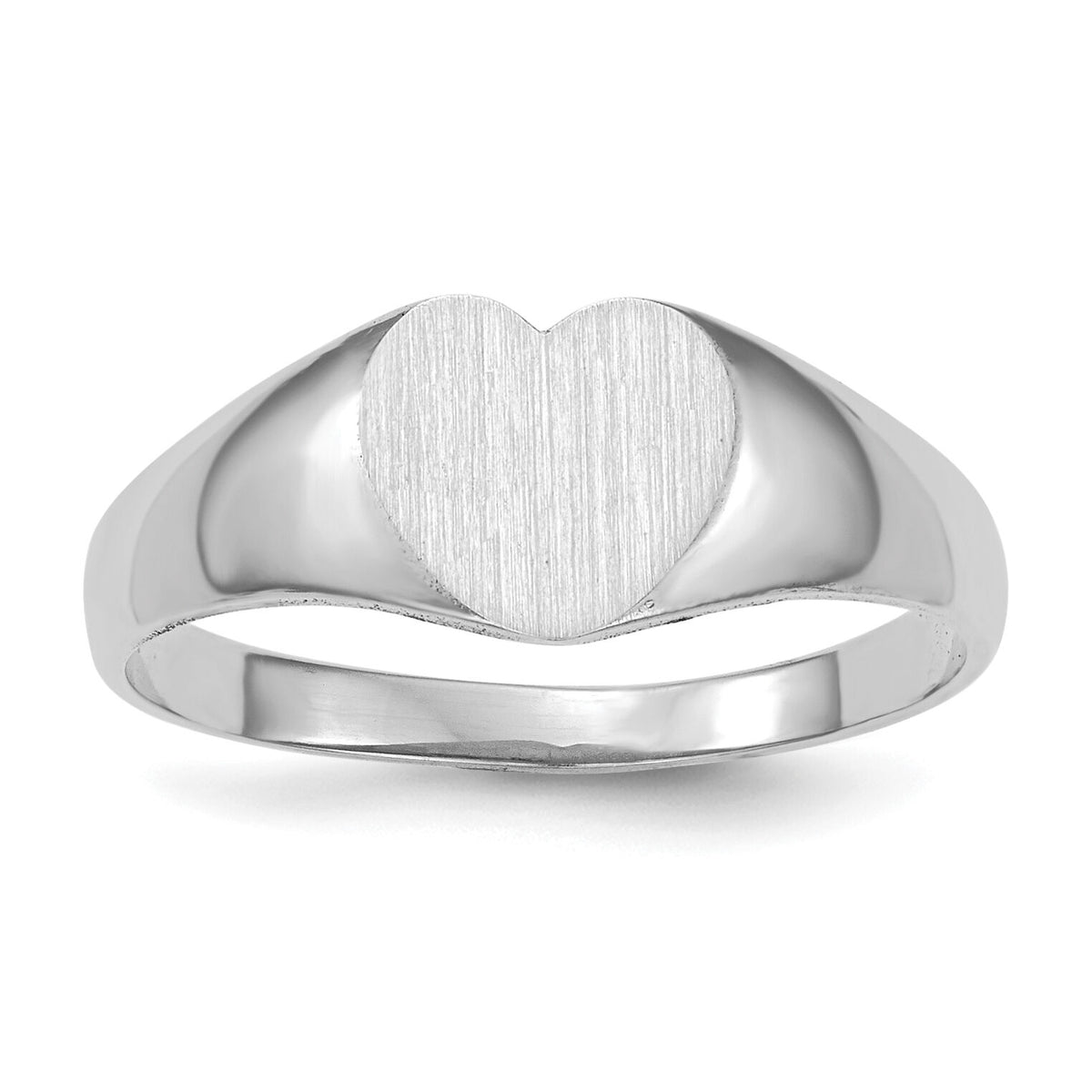 14k White Gold 7.0x9.5mm Closed Back Heart Signet Ring-RS587