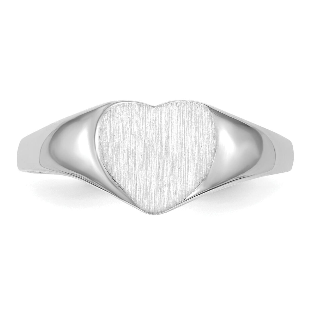 14k White Gold 8.5x9.0mm Closed Back Heart Signet Ring-RS588