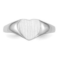 14k White Gold 8.5x9.0mm Closed Back Heart Signet Ring-RS588