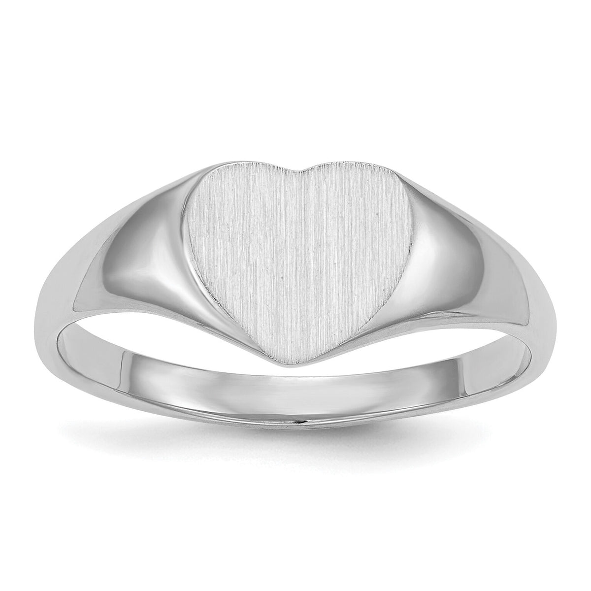 14k White Gold 8.5x9.0mm Closed Back Heart Signet Ring-RS588