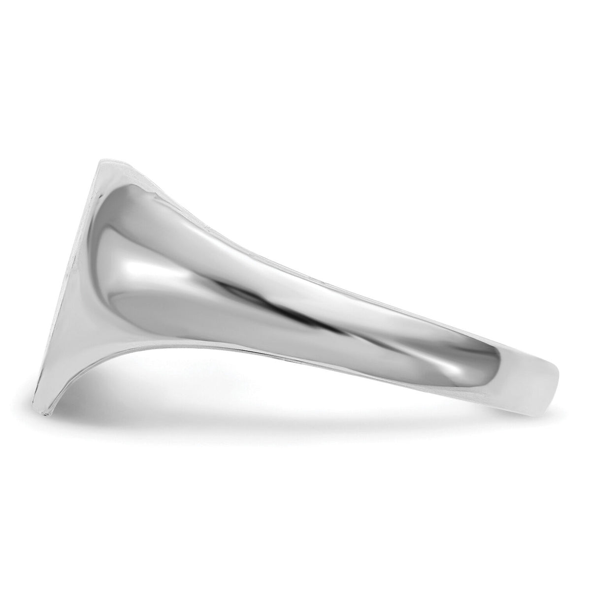 14k White Gold 8.0x7.5mm Closed Back Heart Signet Ring-RS593