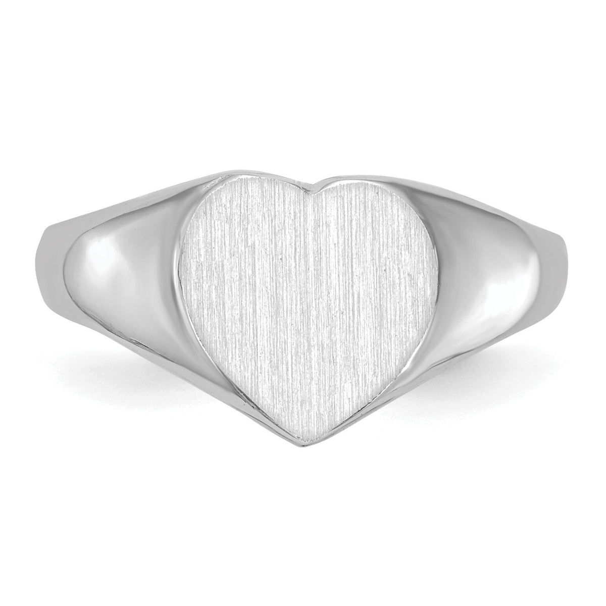 14k White Gold 8.0x7.5mm Closed Back Heart Signet Ring-RS593