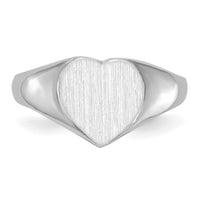 14k White Gold 8.0x7.5mm Closed Back Heart Signet Ring-RS593