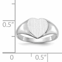 14k White Gold 8.0x7.5mm Closed Back Heart Signet Ring-RS593