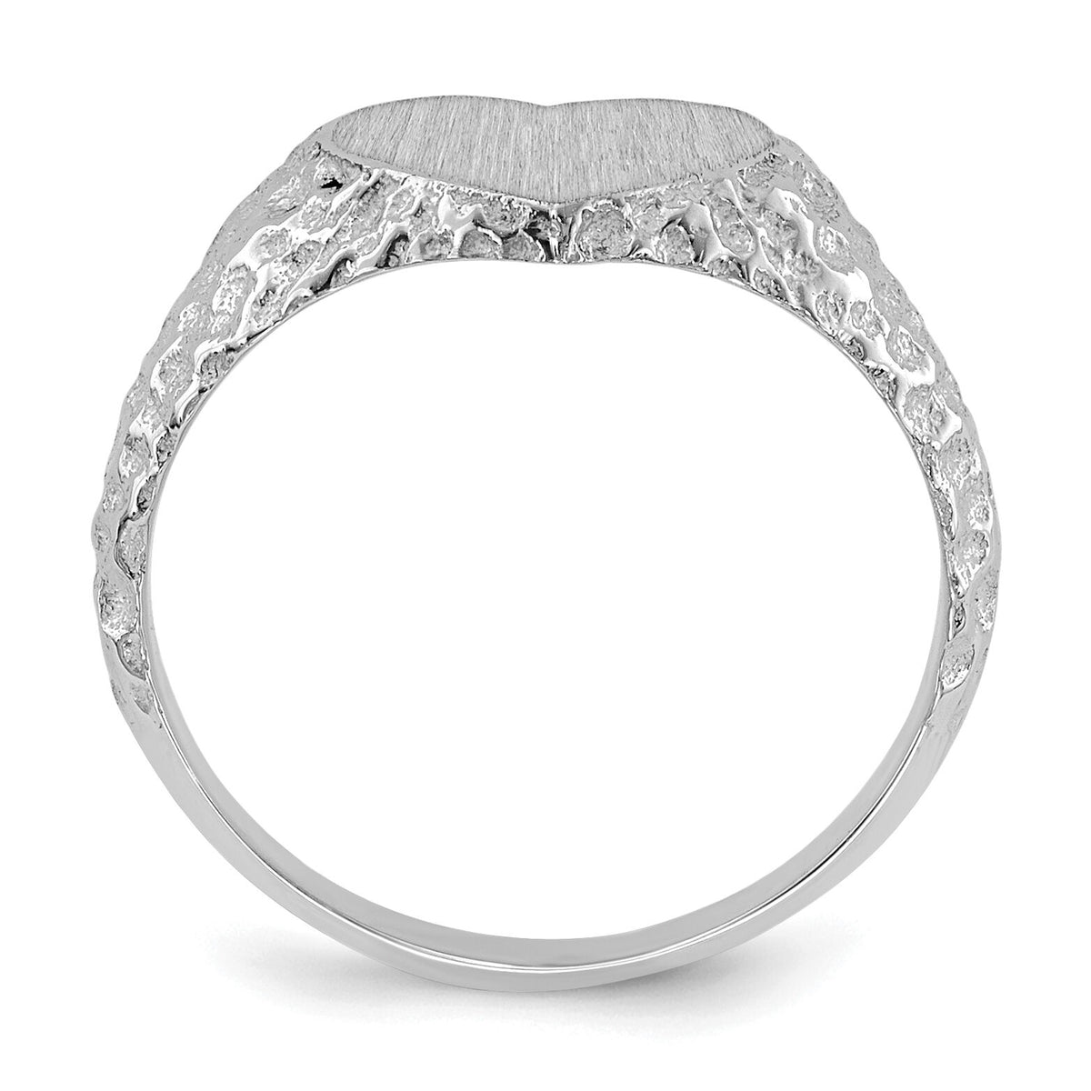 14k White Gold 8.0x9.0mm Open Back Heart Signet Ring-RS594