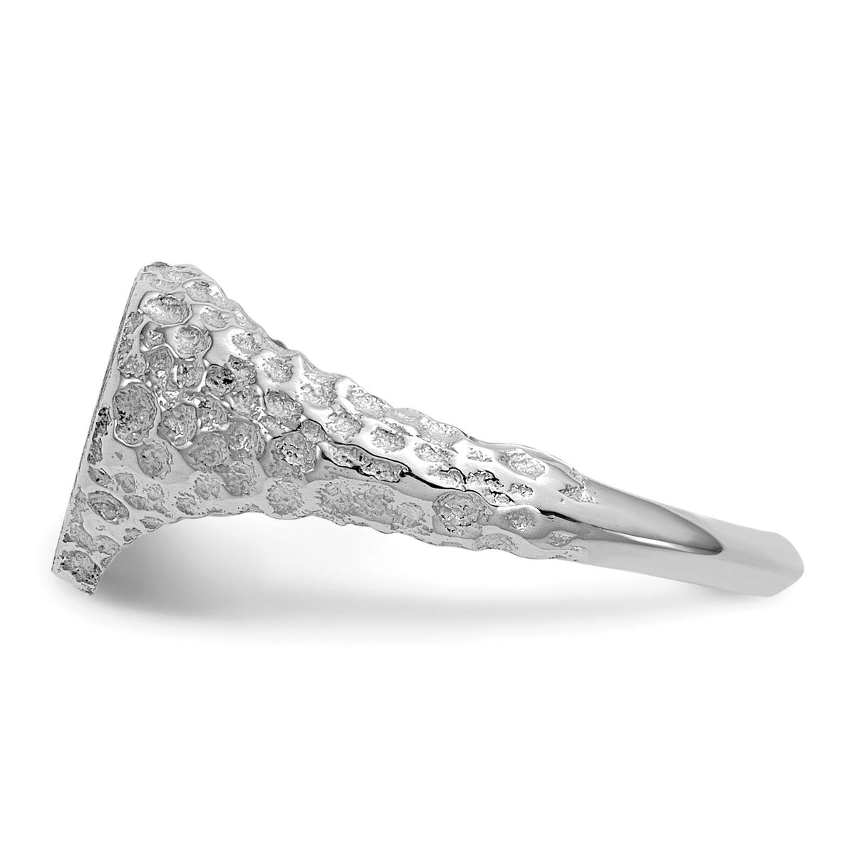 14k White Gold 8.0x9.0mm Open Back Heart Signet Ring-RS594