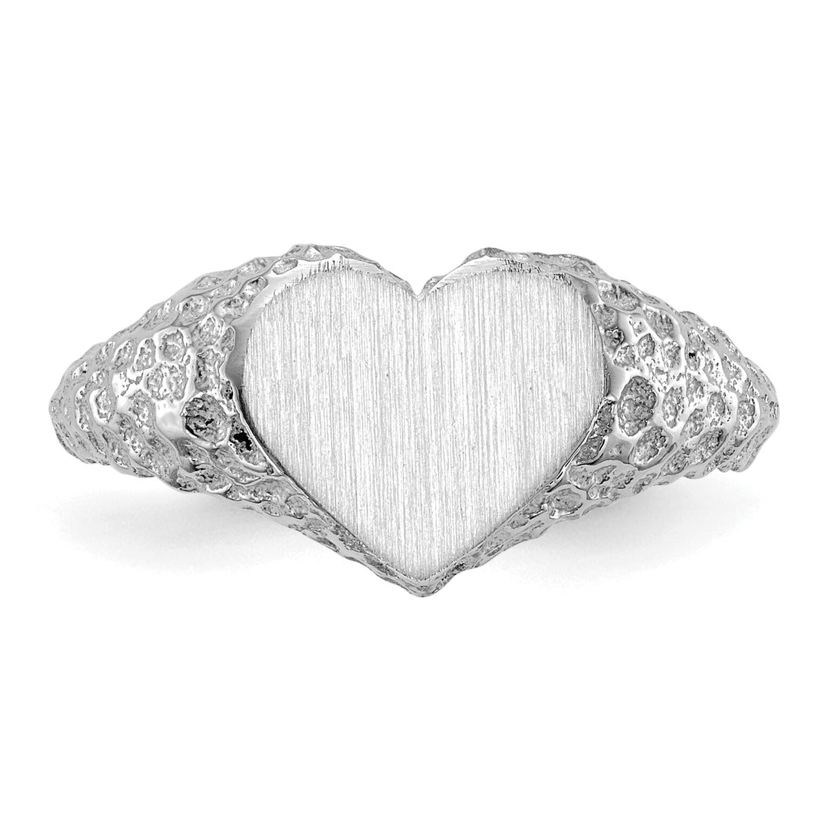 14k White Gold 8.0x9.0mm Open Back Heart Signet Ring-RS594