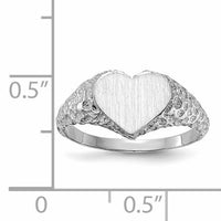 14k White Gold 8.0x9.0mm Open Back Heart Signet Ring-RS594