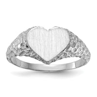 14k White Gold 8.0x9.0mm Open Back Heart Signet Ring-RS594