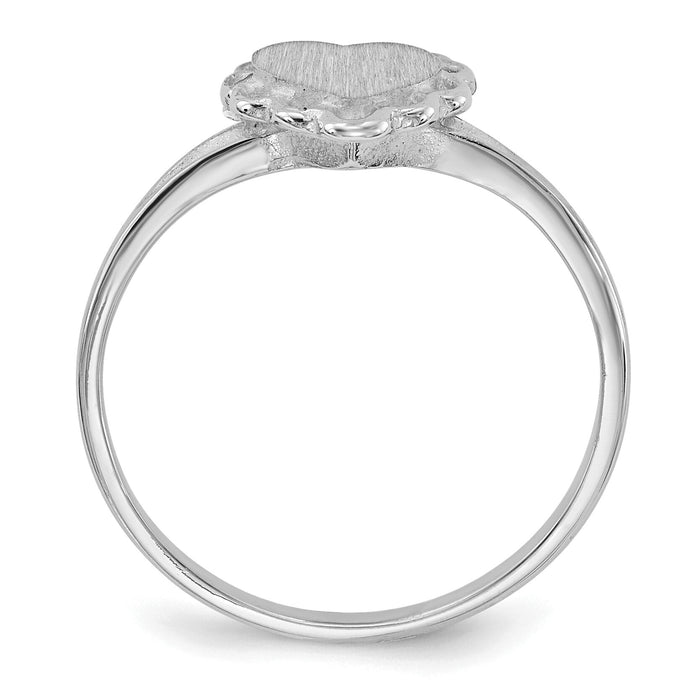 14k White Gold 6.0x6.5mm Open Back Heart Signet Ring-RS595