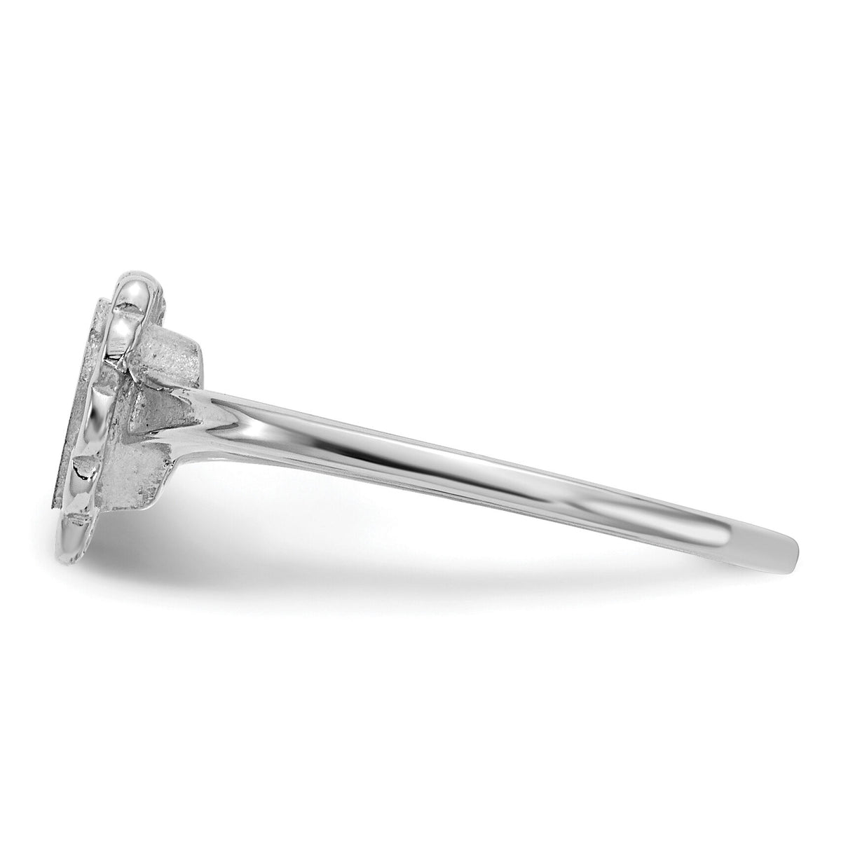 14k White Gold 6.0x6.5mm Open Back Heart Signet Ring-RS595