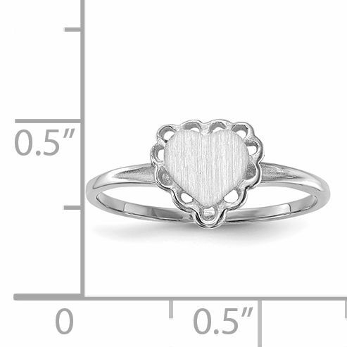 14k White Gold 6.0x6.5mm Open Back Heart Signet Ring-RS595