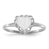 14k White Gold 6.0x6.5mm Open Back Heart Signet Ring-RS595