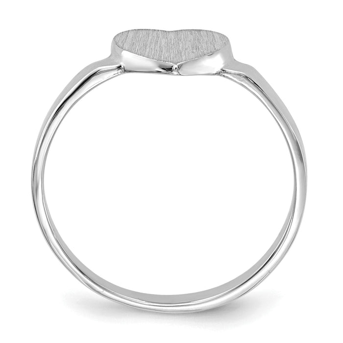 14k White Gold 7.0x7.5mm Open Back Heart Signet Ring-RS596