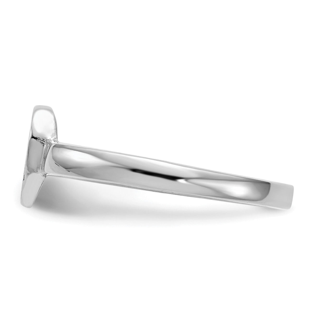 14k White Gold 7.0x7.5mm Open Back Heart Signet Ring-RS596