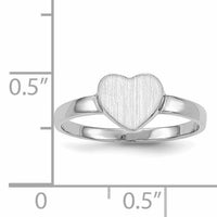 14k White Gold 7.0x7.5mm Open Back Heart Signet Ring-RS596
