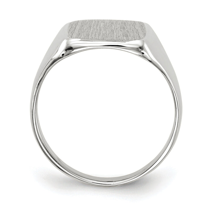 14k White Gold 10.5x11.0mm Closed Back Signet Ring-RS603