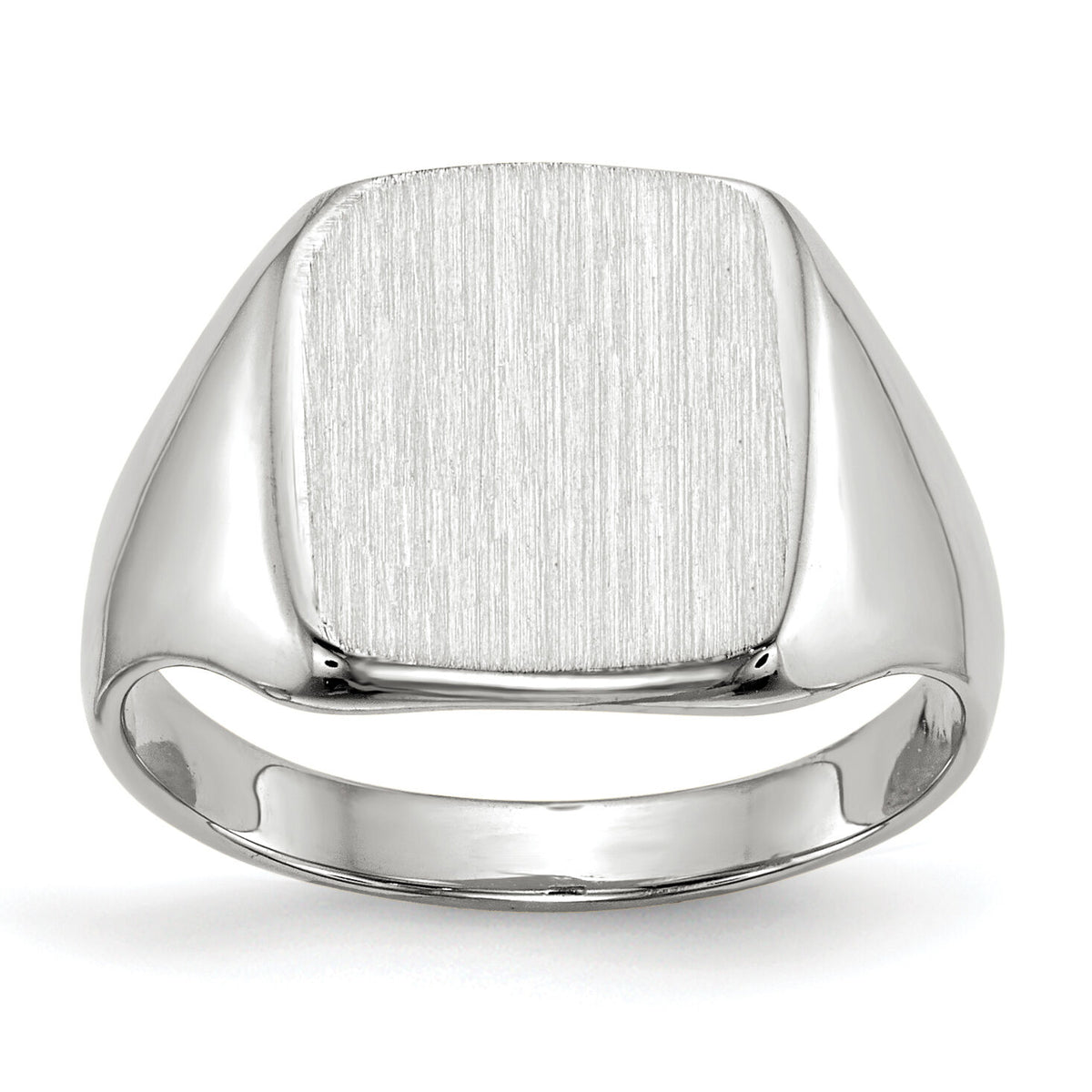 14k White Gold 10.5x11.0mm Closed Back Signet Ring-RS603