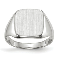 14k White Gold 10.5x11.0mm Closed Back Signet Ring-RS603
