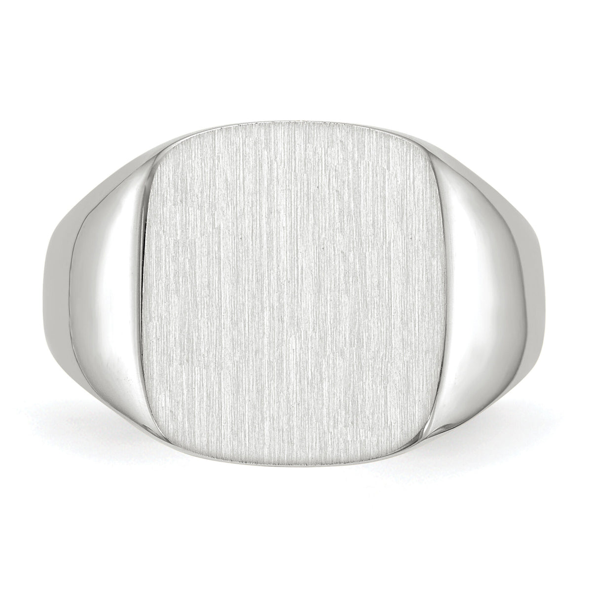 14k White Gold 13.5x14.5mm Closed Back Men's Signet Ring-RS605