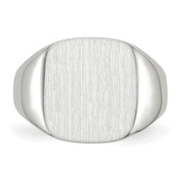 14k White Gold 13.5x14.5mm Closed Back Men's Signet Ring-RS605