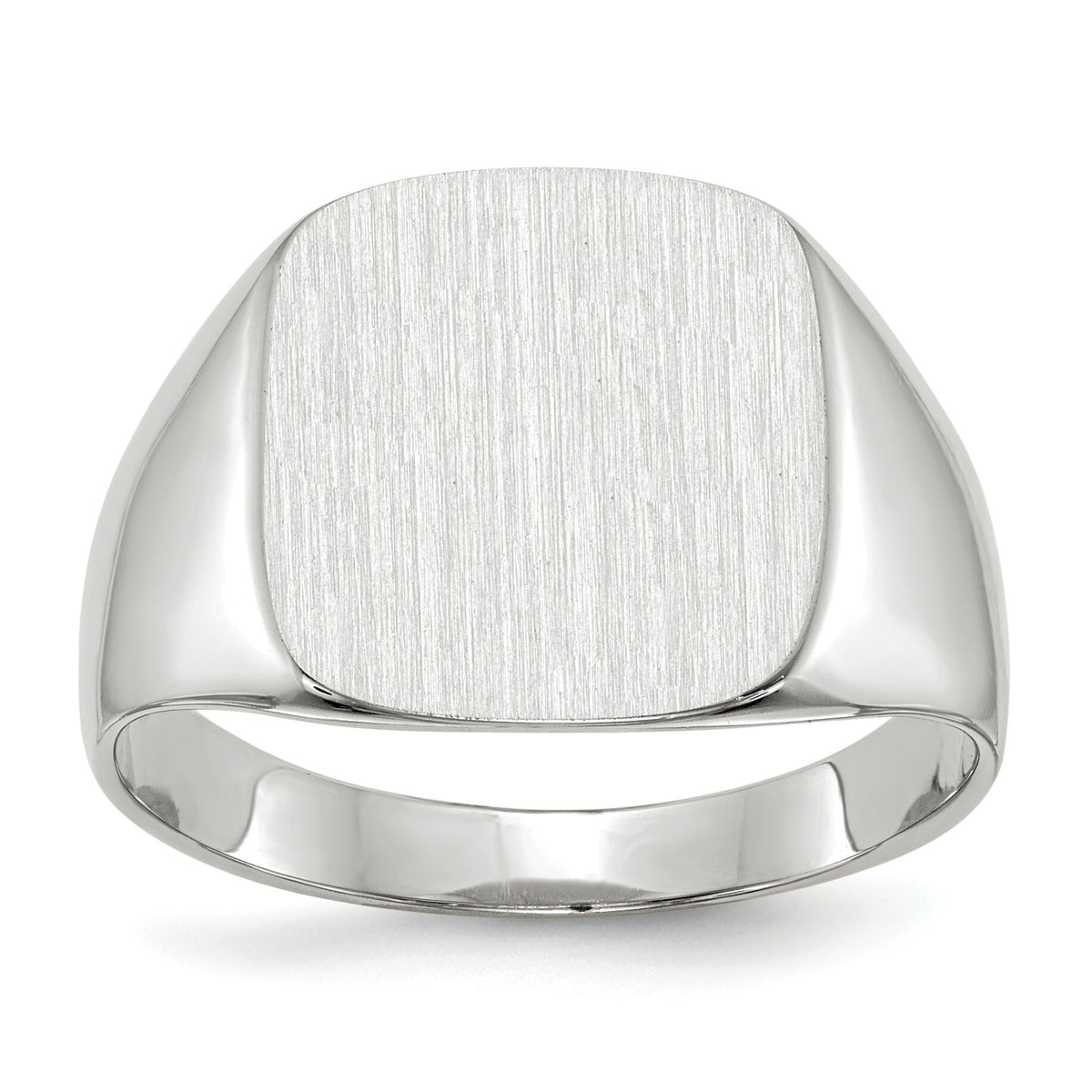 14k White Gold 13.5x14.5mm Closed Back Men's Signet Ring-RS605