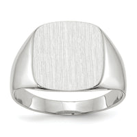 14k White Gold 13.5x14.5mm Closed Back Men's Signet Ring-RS605