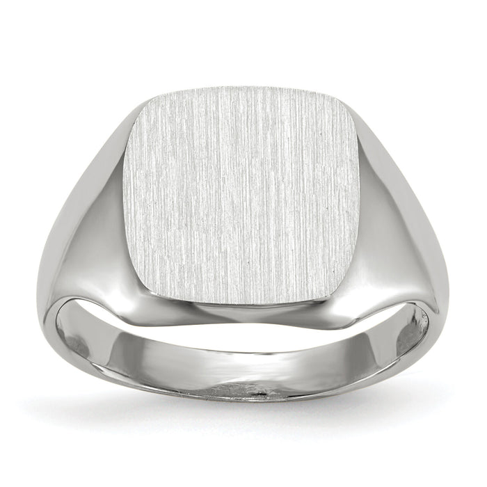 14k White Gold 10.5x11.0mm Open Back Signet Ring-RS606