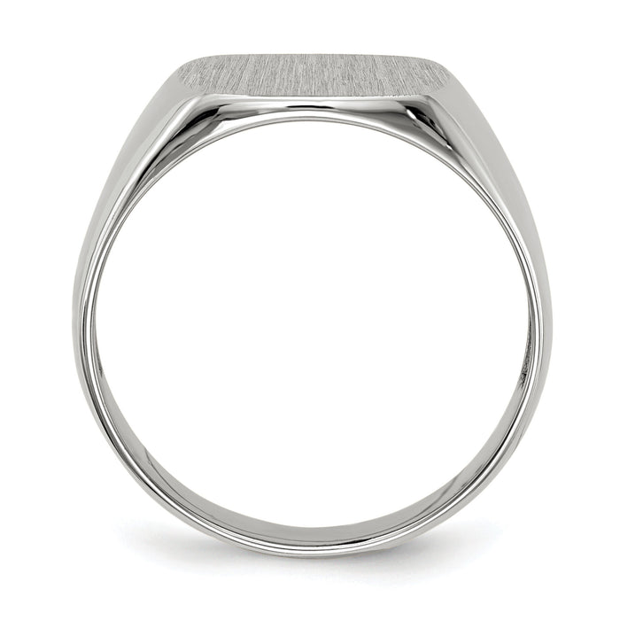 14k White Gold 12.5x12.5mm Open Back Signet Ring-RS607
