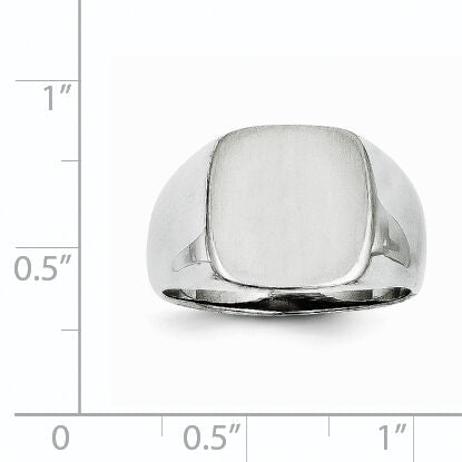 14k White Gold 12.5x12.5mm Open Back Signet Ring-RS607
