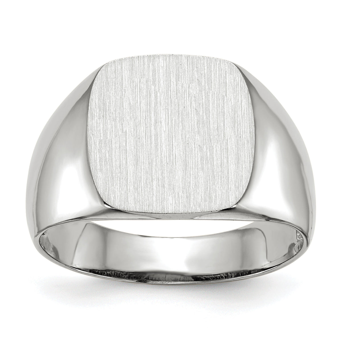 14k White Gold 12.5x12.5mm Open Back Signet Ring-RS607