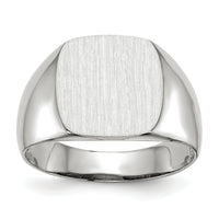 14k White Gold 12.5x12.5mm Open Back Signet Ring-RS607