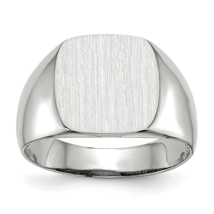 14k White Gold 12.5x12.5mm Open Back Signet Ring-RS607