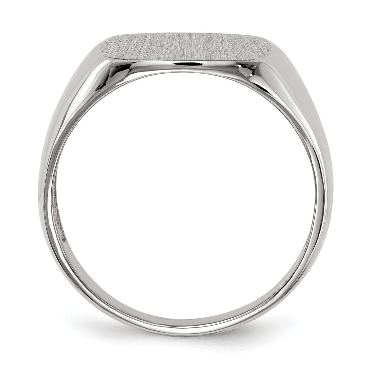 14k White Gold 13.5mm x14.5mm Open Back Men's Signet Ring-RS608
