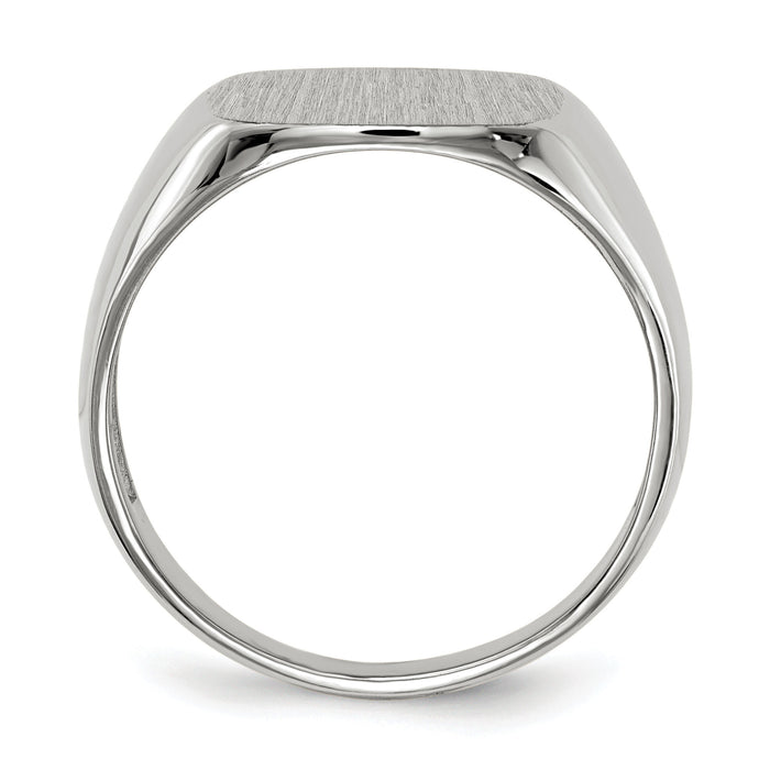 14k White Gold 13.5mm x14.5mm Open Back Men's Signet Ring-RS608