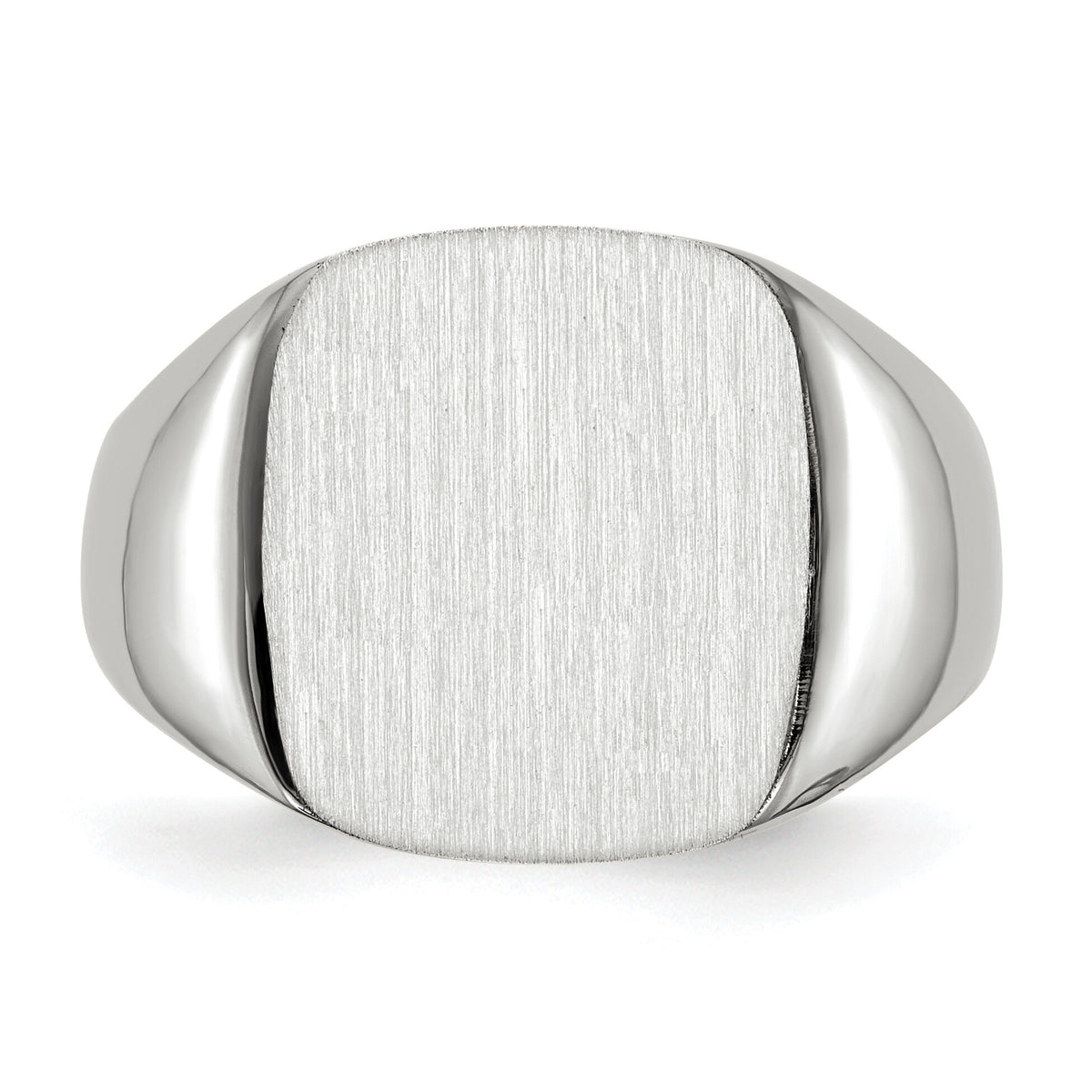 14k White Gold 13.5mm x14.5mm Open Back Men's Signet Ring-RS608