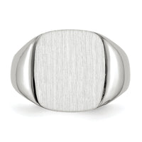 14k White Gold 13.5mm x14.5mm Open Back Men's Signet Ring-RS608