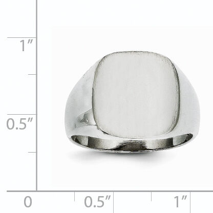 14k White Gold 13.5mm x14.5mm Open Back Men's Signet Ring-RS608